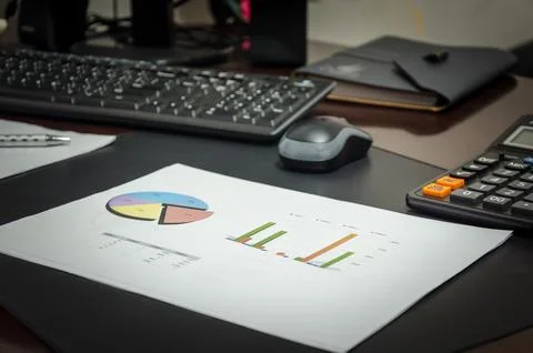Paper chart desk Foto stock