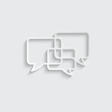 Paper Chat Bubbles Vector Icon,  Social network ICON Stock Illustration