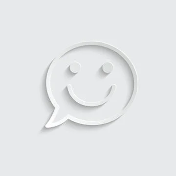 Paper Chat Bubbles Vector Icon. smile icon  Social network ICON Stock Illustration