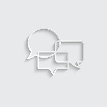 Paper Chat Bubbles Vector Icon,  Social network ICON Stock Illustration