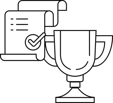 A paper with a check mark on it and a trophy Stock Illustration