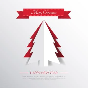 Paper Christmas tree on shadow background.Vector/Illustrator. Stock Illustration