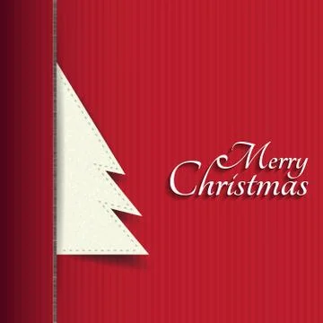 Paper Christmas tree on shadow background.Vector/Illustrator. Stock Illustration