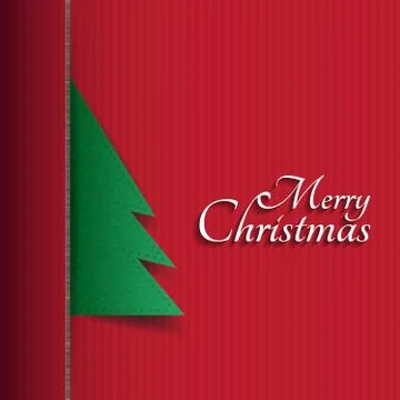 Paper Christmas tree on shadow background.Vector/Illustrator. Stock Illustration