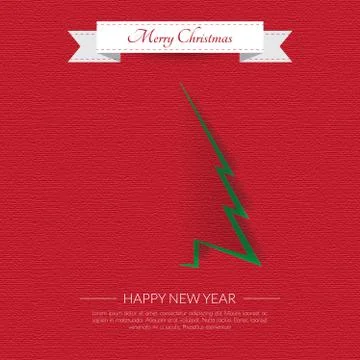 Paper Christmas tree on shadow background.Vector/Illustrator. Stock Illustration