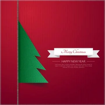 Paper Christmas tree on shadow background.Vector/Illustrator. Stock Illustration