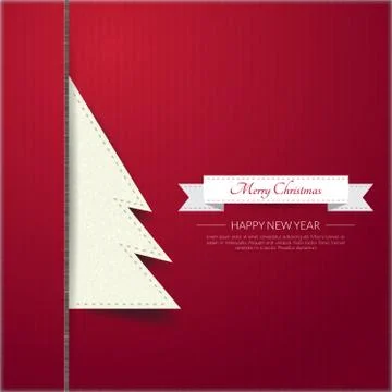 Paper Christmas tree on shadow background.Vector/Illustrator. Stock Illustration