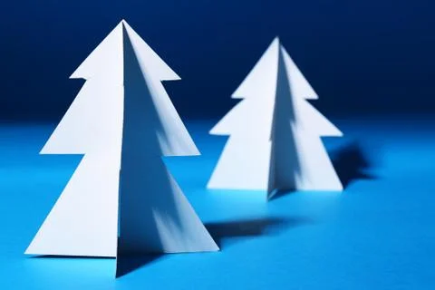 Paper Christmas trees Stock Photos
