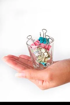 Paper cilp on glass Stock Photos