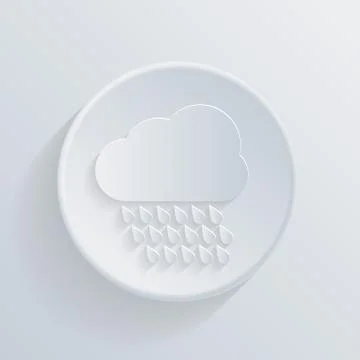 Paper circle flat icon, cloud rain Stock Illustration