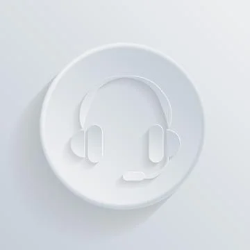 Paper circle icon with a shadow, customer support Stock Illustration