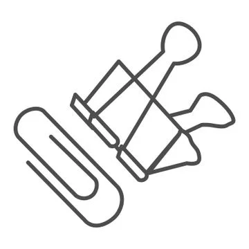 Paper clip and binder thin line icon, stationery concept, office attach clip set Stock Illustration