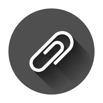 Paper clip attachment vector icon. Paperclip illustration with long shadow. A Stock Illustration