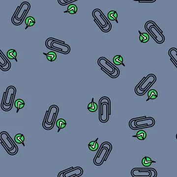 Paper clip check mark vector seamless pattern Stock Illustration