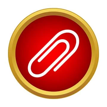 Paper clip icon button on red background with gold border 스톡 일러스트
