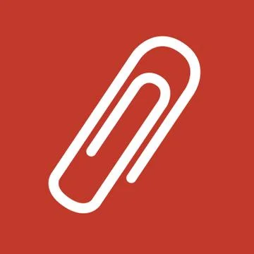 Paper Clip Icon on red background. Stock Illustration