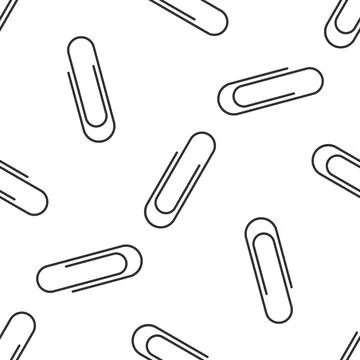 Paper clip icon seamless pattern on white background. Flat design. Vector Stock Illustration