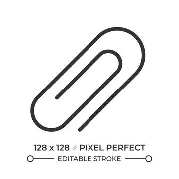 Paper clip pixel perfect line icon Stock Illustration