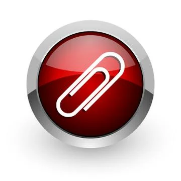 Paper clip red circle web glossy icon. Stock-Illustration