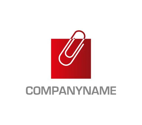 A paper clip on a red sheet. Ready logo Stock Illustration