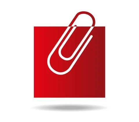A paper clip on a red square sheet Stock Illustration