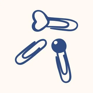 Paper Clips with Heart Shape, Round Head and Oval Loop. Hand Drawn Doodle S.. Ilustración de archivo