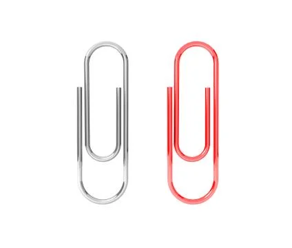 Paper clips isolated on a white background Ilustração Stock