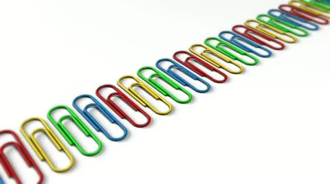 Paper Clips in a Row - Paperclips 01 (HD) Stock Footage 11349162