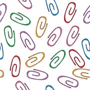 Paper clips seamless pattern. Vector illustration of a seamless pattern of co Stock Illustration