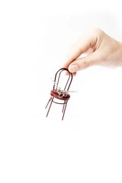 Paper clips set on a white background Stock Photos
