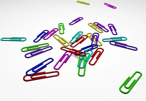 Paper clips on a white background Stock Illustration