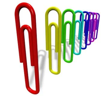 Paper clips on a white background Stock Illustration