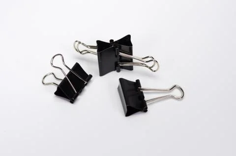 Paper clips on white background. Foto stock
