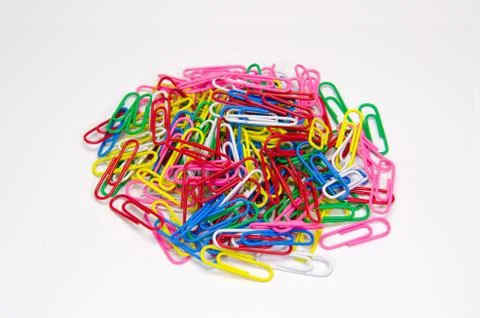 Paper clips  on white background. 스톡 사진