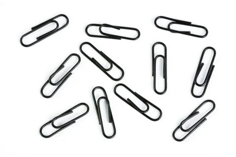 Paper Clips On White Background. Stock Photos