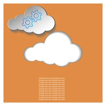 Paper cloud on an orange background Stock Illustration