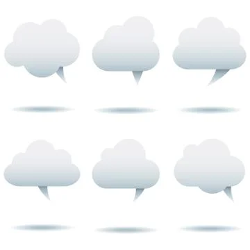 Paper Cloud Speech Bubbles Stock Illustration