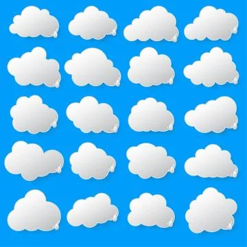 Paper clouds on a blue background. Eps 10. Stock Illustration