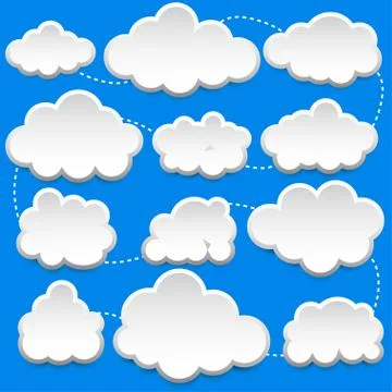 Paper clouds on a blue background. Eps 10. Stock Illustration