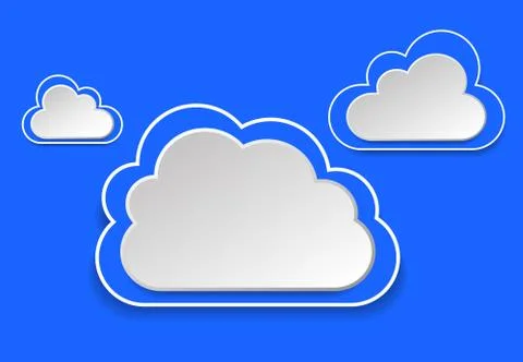 Paper clouds on a blue background. Eps 10. Stock Illustration