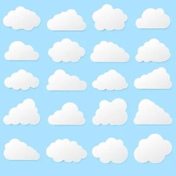Paper clouds on a blue background. Eps 10. Stock Illustration