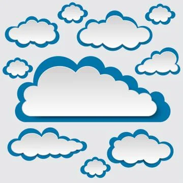 Paper clouds on a blue background. Eps 10. Stock Illustration