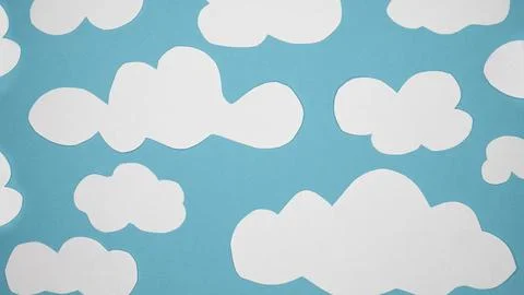 Paper clouds on a blue background Stock Photos