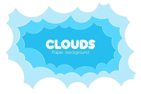 Paper clouds on blue sky Stock Illustration