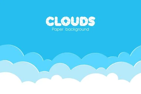 Paper clouds on blue sky Stock Illustration