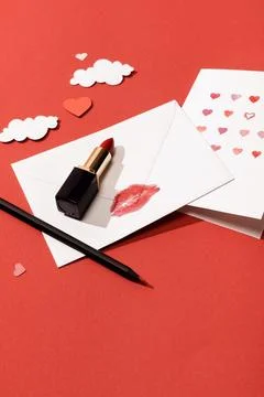Paper clouds hearts greeting card Stock Photos
