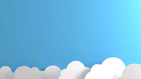 Paper clouds scrolling horizontally with blank space. 3D Rendering. Stock Footage 145796152