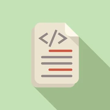 Paper code paper icon flat vector. Screen code computer Stock Illustration