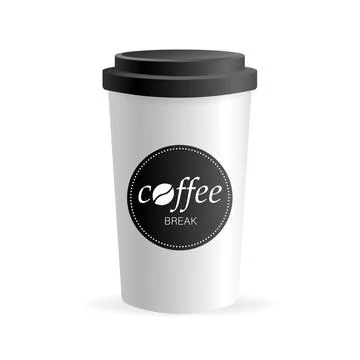 Paper coffee cup in 3d style on white background. Blank mockup. Mock up Stock Illustration
