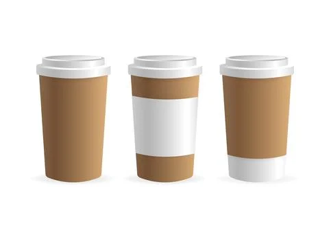 Paper coffee cup in 3d style on white background. Blank mockup. Mock up Stock Illustration